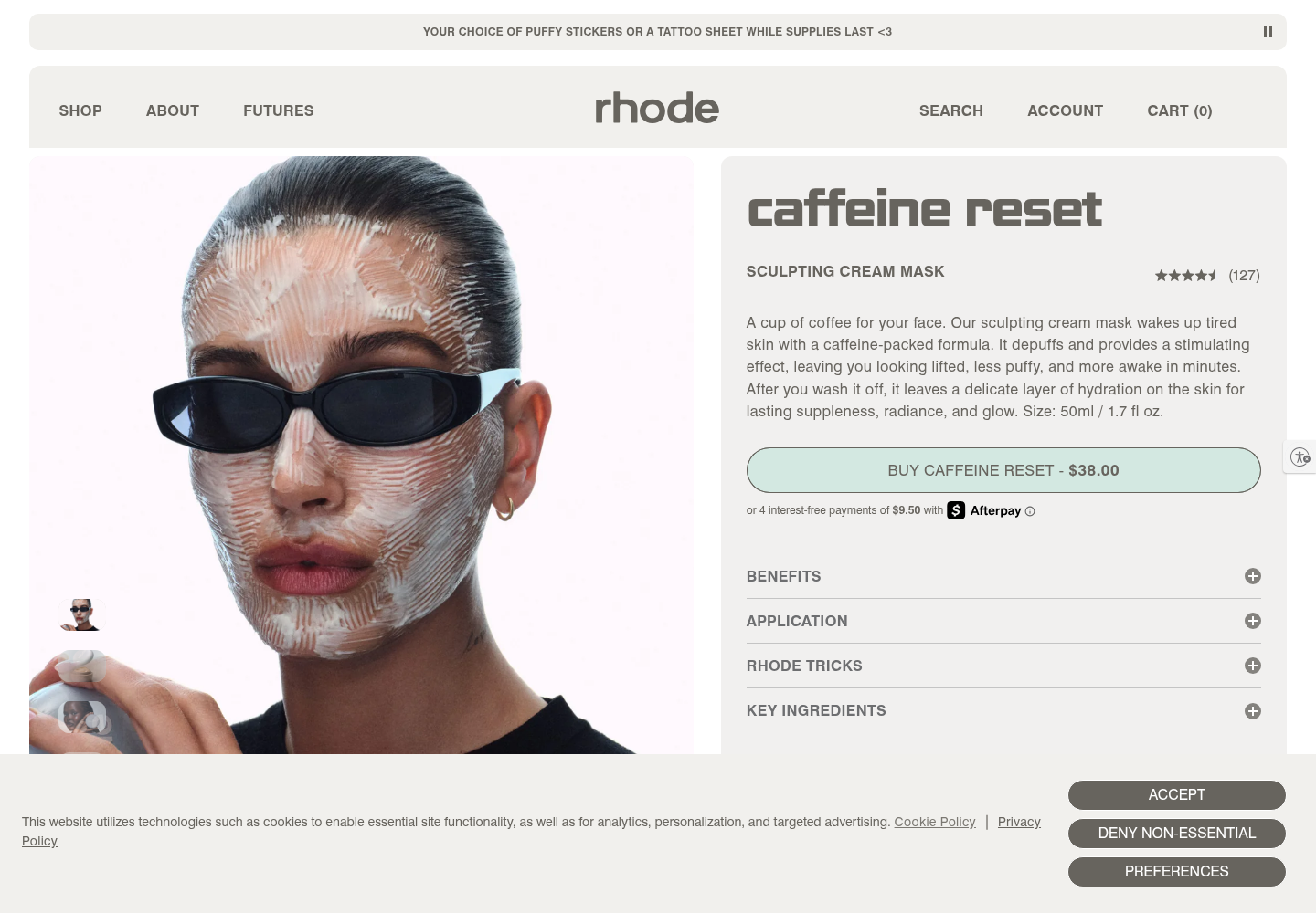 Página de produto Rhode