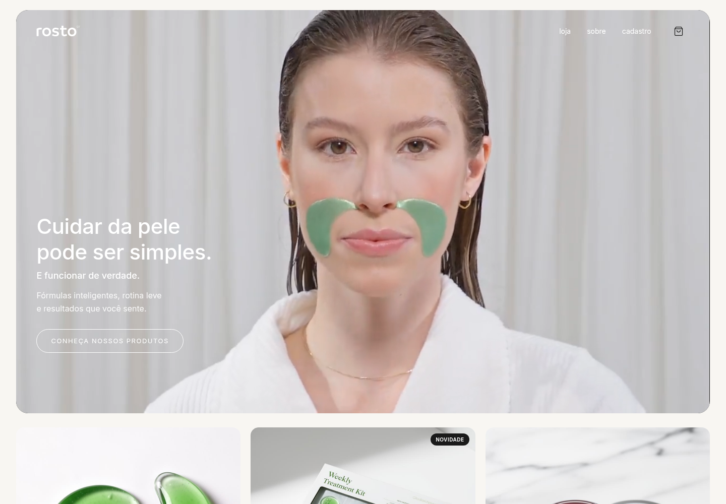 Primeira dobra desktop da Rosto Brasil